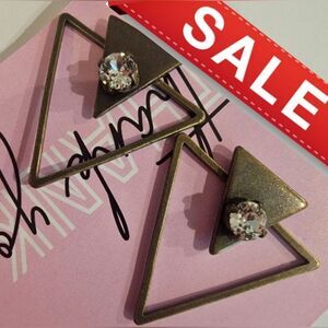 #Sabika Clear #Crystal London Studs with Antique Brass Triangular #EarJackets